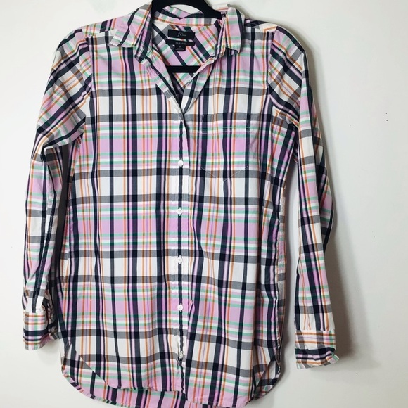 J Crew button up shirt 2 pair plaid women 0 cotton - Picture 7 of 11